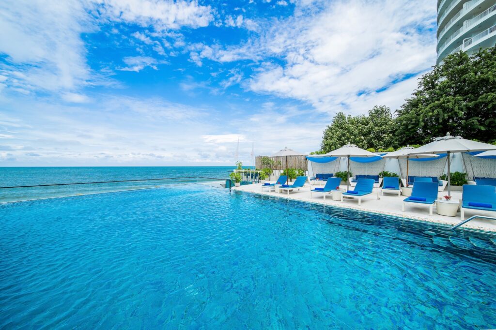 Seaside beachfront pool back moon deck hua hin resort the rock